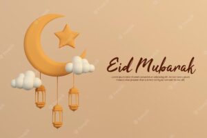 3d beautiful eid and ramadan decoration poster template
