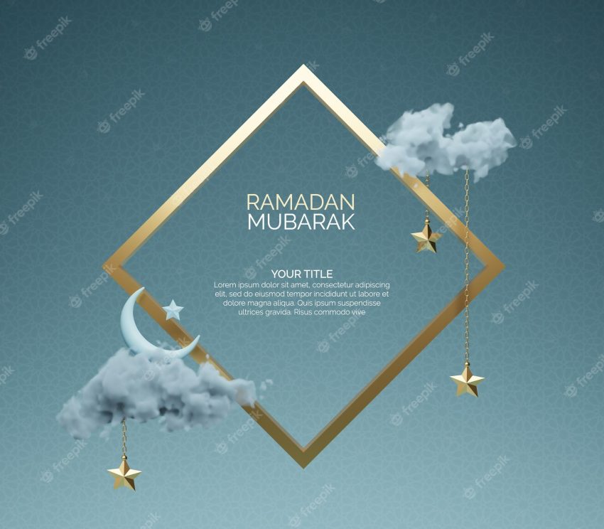 3d ramadan mubarak background with islamic post template