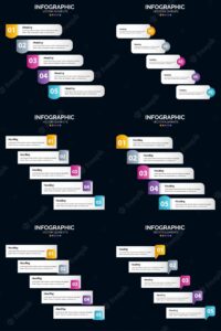 5 steps cycle diagrams and timelines 6 infographics pack presentation vector slide template