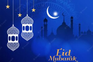 Abstract eid mubarak elegant islamic blue
