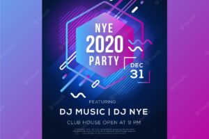 Abstract geometric shapes of new year 2020 flyer