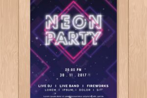 Abstract neon party poster template