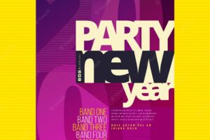 Abstract typographic new year 2021 party flyer template