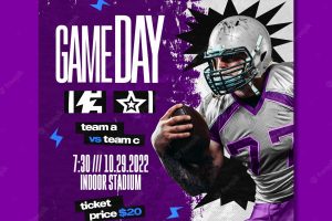 American football gameday square banner instagram template