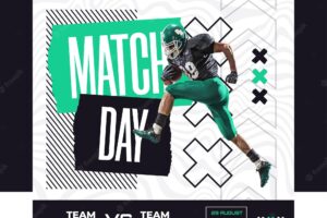 American football sports match day banner flyer for social media post