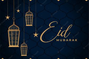 Arabic decorative eid mubarak festival golden greeting card