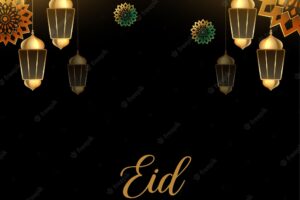 Arabic decorative eid mubarak wishes greeting design