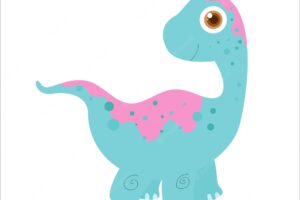 Baby brontosaurus, illustration vector graphic cute prehistoric animal. funny reptile jurrasic dino