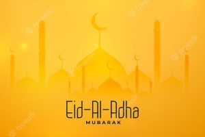 Beautiful eid al adha yellow decorative banner