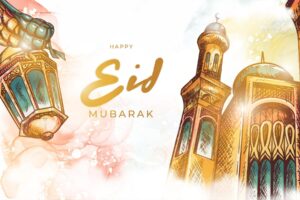 Beautiful eid mubarak islamic colorful