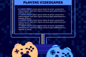 Benefits of playing videogame infographic template