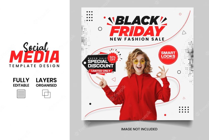Black friday fashion sale banner post design