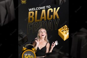 Black friday print template with golden details
