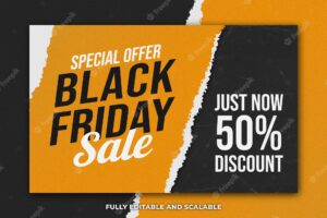 Black friday promotion background and text effect editable with yellow paper effect