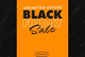Black friday sale flyer or template design in orange color