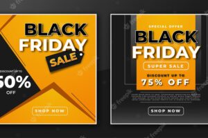 Black friday sale promotion banner template with geometric style