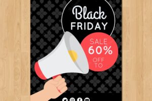 Black friday sales flyer template with megaphone