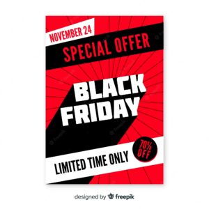 Black friday special offer flyer in flat design