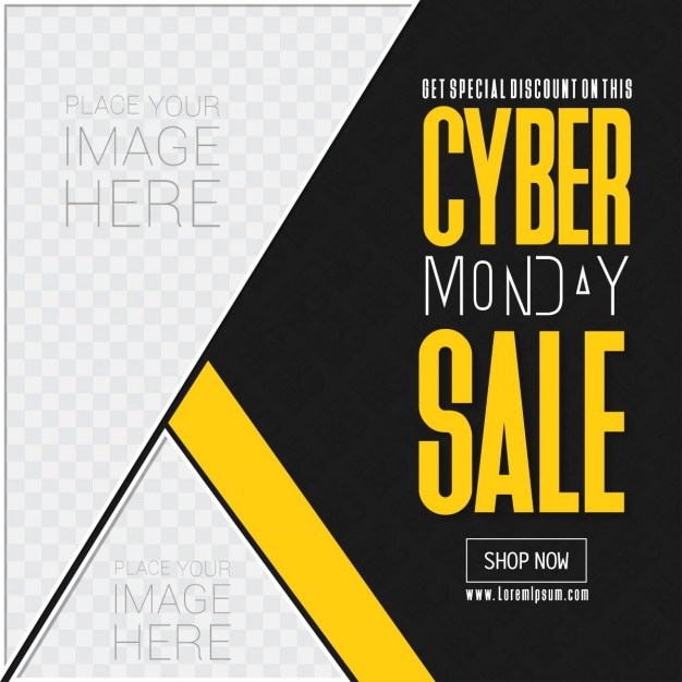 Black and yellow template, cyber ​​monday