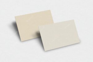 Blank business card mockup in light gold tone with front and rear view