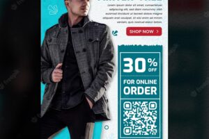 Blue fashion winter special social media story post template