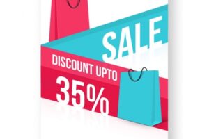 Blue and pink sale poster template