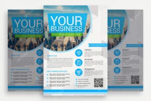 Blue and white business brochure