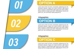 Blue and yellow infographic with three options