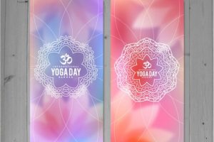 Blurred yoga banners with mandala