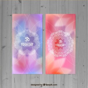 Blurred yoga banners with mandala