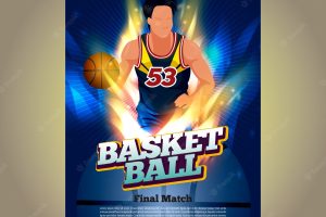 Bright poster of basketball player