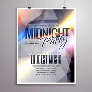 Bright poster with geometric shapes for a party at the disco