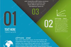 Business geometric infographic template with three options text
