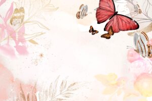 Butterfly background aesthetic border with flowers vector, remixed from vintage public domain images