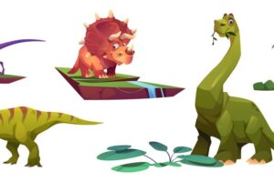 Cartoon dinosaur isolated vector character set