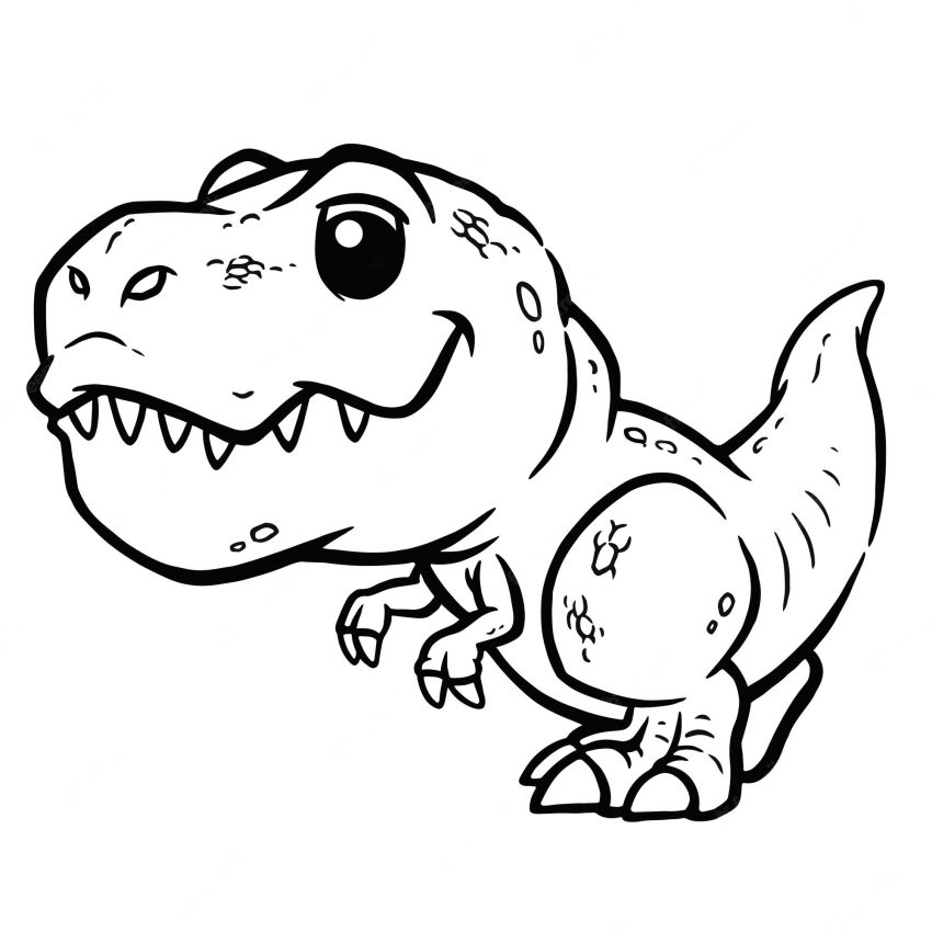 Cartoon dinosaur, tyrannosaurus rex, coloring book for kids