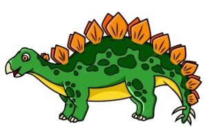 Cartoon happy stegosaurus on white background