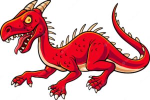 Cartoon red dragon on white background