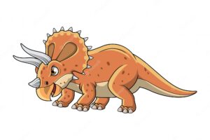 Cartoon triceratops posing isolated on white background