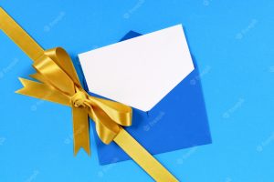 Christmas gift with blue card