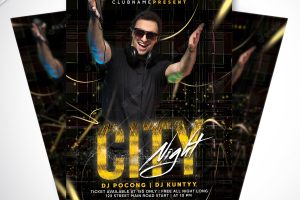 City night music party poster or flyer template