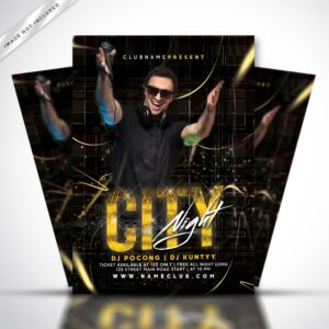 City night music party poster or flyer template