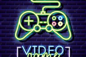 Classic control, video game neon linear style
