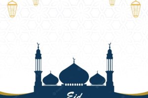 Clean eid mubarak mosque banner design