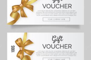 Clean gift voucher with golden ribbon