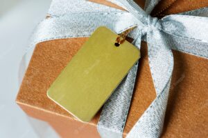 Closeup of gift box wrapped