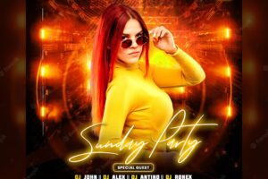 Club dj party flyer social media post and web banner psd