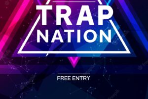 Club music poster banner design. trap nation flyer creative event card for night party invitation.
