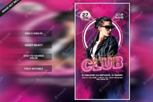 Club night party instagram web banner template or social media post