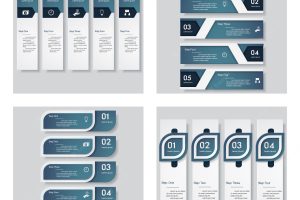 Collection of 4 blue color design template